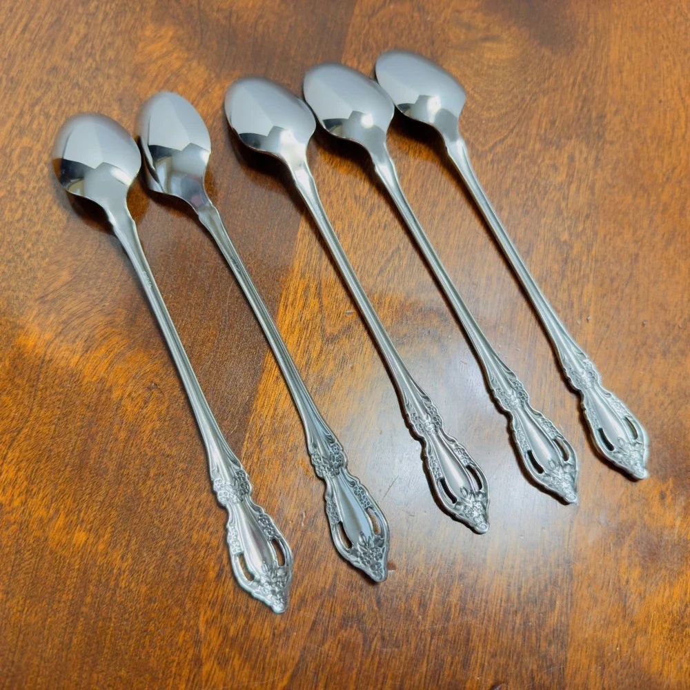 Oneida USA SAMANTHA Stainless Steel Flatware Lot of 5 Iced Tea Spoons